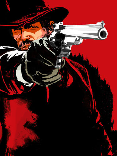 Rdr-john-marston-with-gun-on-a-red-background