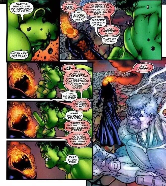 Dormammu turns hulk into glass Dormammu turns hulk into glass