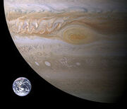 Jupiter, Earth size comparison