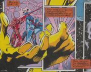 The Living Tribunal holding a Megaverse in his hand