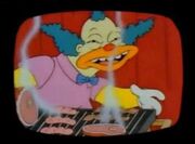 Krusty with a face full of meat