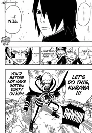 Adult NAruto in the Madara powering up.