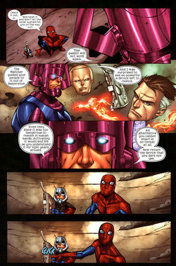 Spiderman with the ultimate nullifier vs galactus
