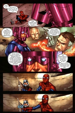 Spiderman with the ultimate nullifier vs galactus Spiderman with the ultimate nullifier vs galactus