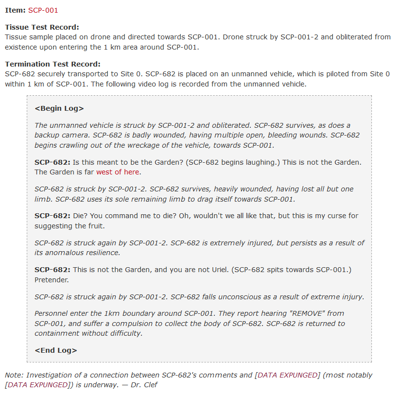 SCP-682 VS SCP-1237 based on Experiment Logs by Dr Gears: https