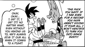 Beerus threatens Goku