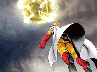 Saitama punching a meteor