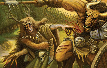 Amber Wizard fighting Beastman