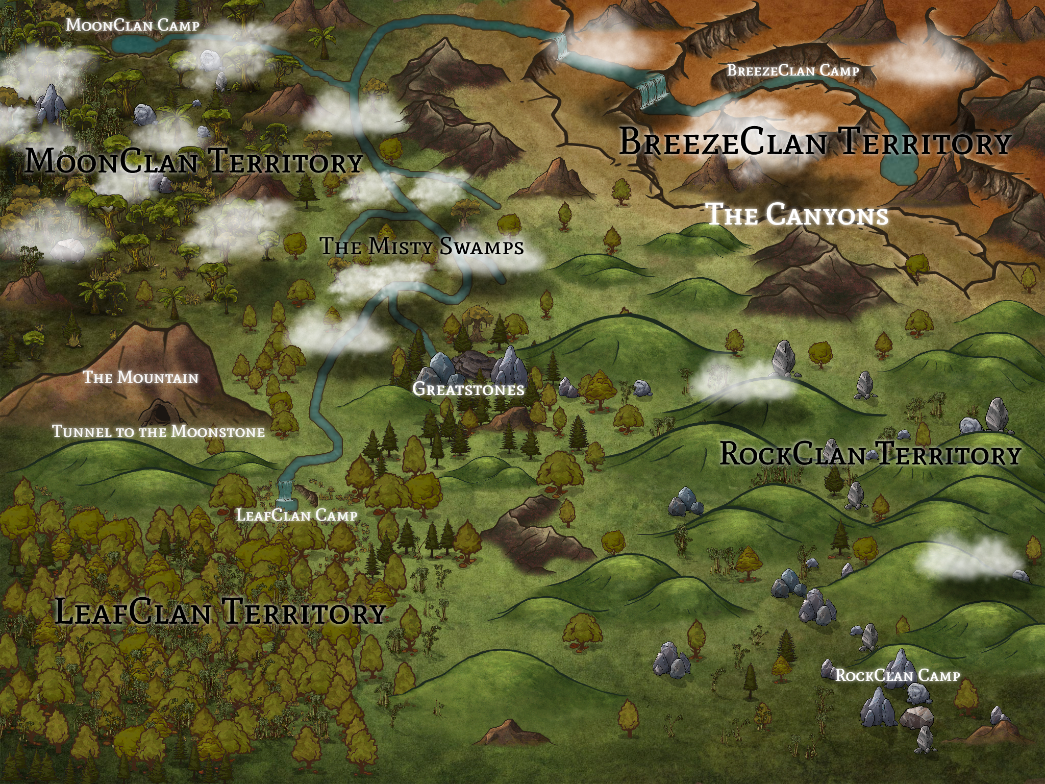 Map Of The Southern Territories Warrior Cats Rpg Wiki Fandom