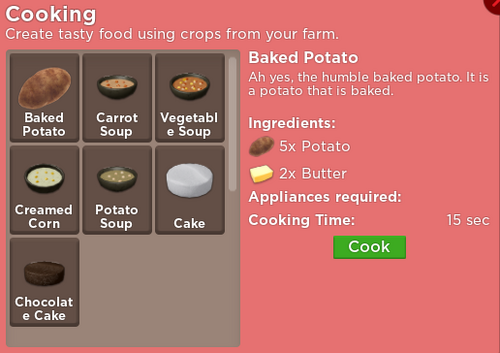 Cooking Welcome To Farmtown Wiki Fandom - cooking games on roblox
