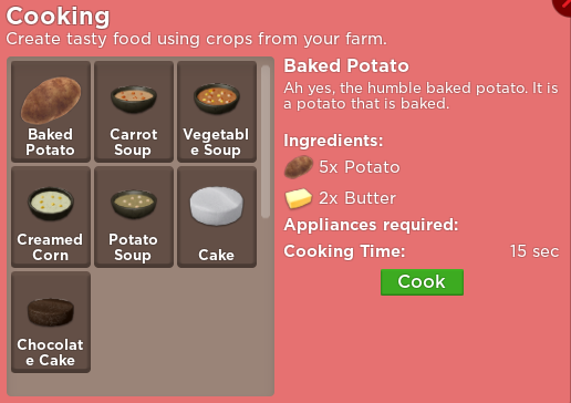 Cooking Welcome To Farmtown Wiki Fandom - roblox farmtown 2 cooking