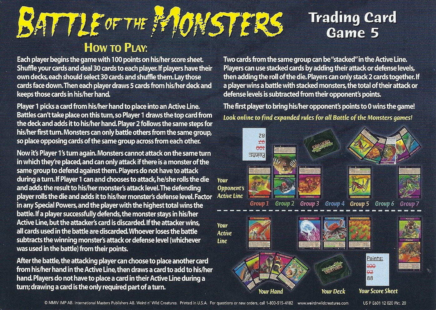 Battle of the Monsters Trading Card Game 5 Weird n' Wild Creatures