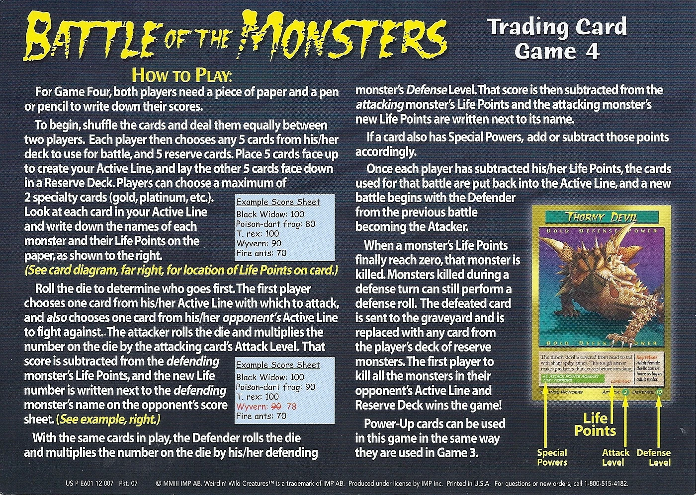 Battle of the Monsters Trading Card Game 4 Weird n' Wild Creatures