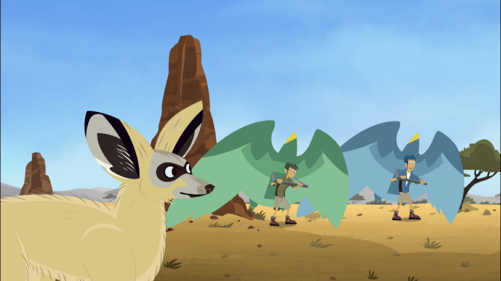 Image - Chris and Martin Watching A Bat-eared Fox.png | Wild Kratts