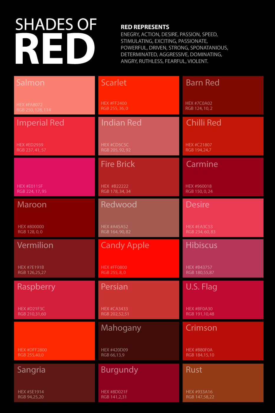 different shades of red        <h3 class=
