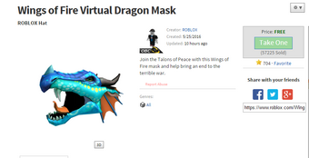 User Blog Heethootskyataj Roblox Has A Wings Of Fire Hat Wings - wings of fire roblox