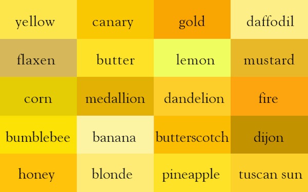 40 Most Useful Shades Of Yellow Color Names - Bored Art