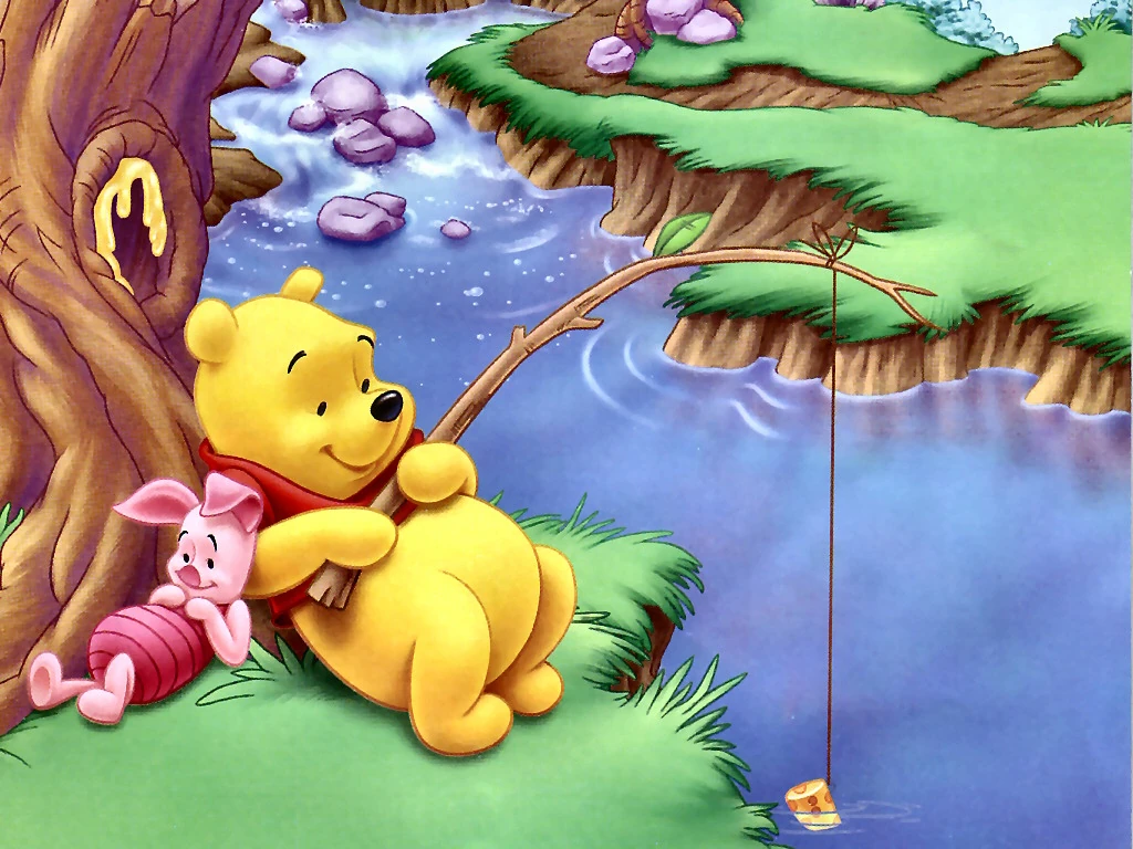 Image Pooh Wallpaper Pooh Fishing Piglet Resting Jpg