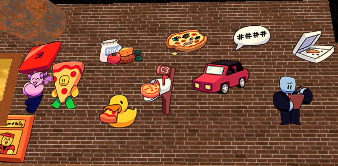 Stickers Work At A Pizza Place Wiki Fandom - roblox work at a pizza place maze of terror map car