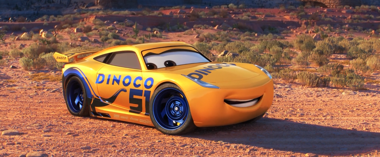 yellow dinoco car
