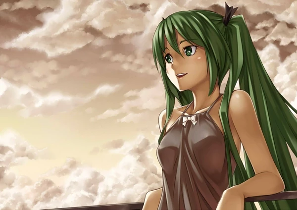 Image Vocaloid Hatsune Miku Long Hair Green Eyes Green Hair Anime