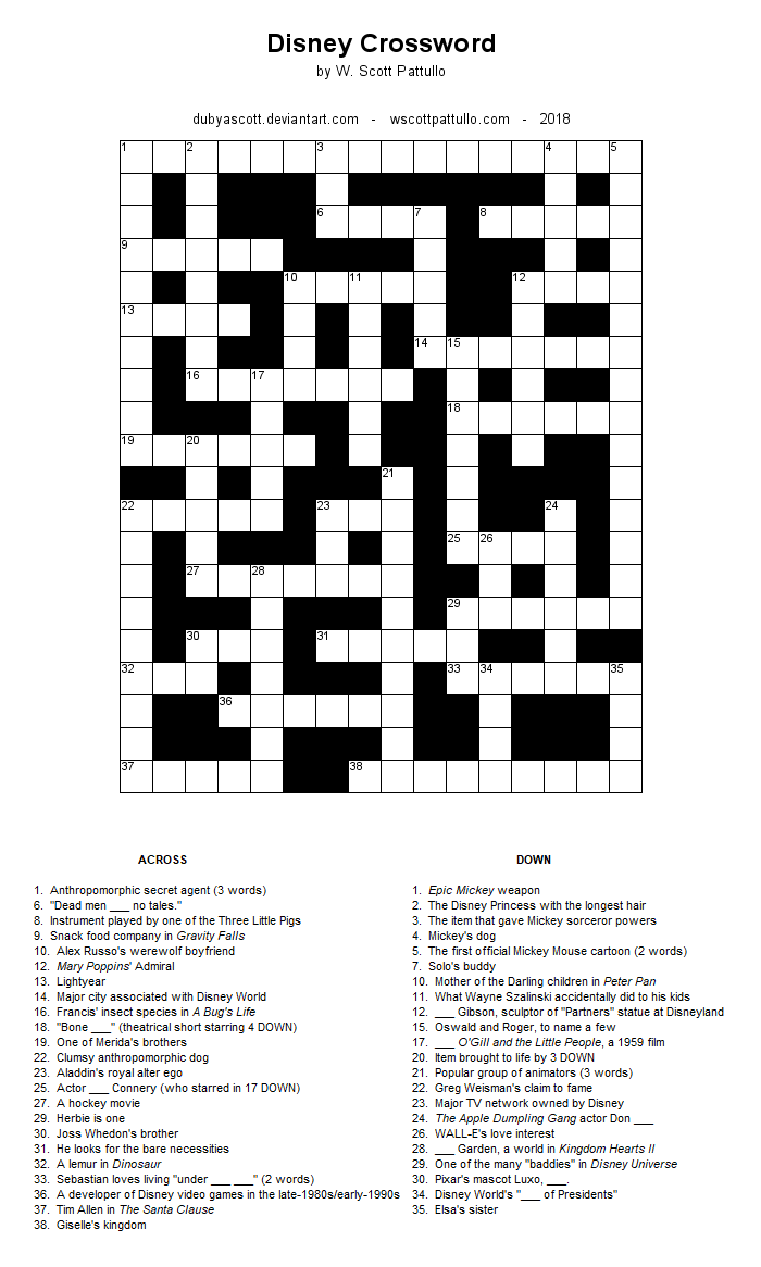disney crossword w scott pattullo wiki fandom