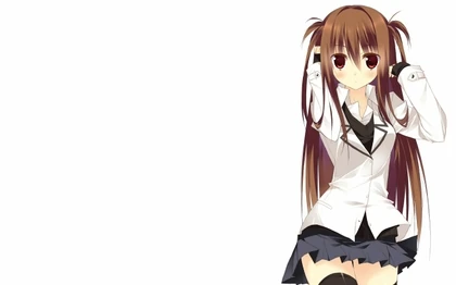 Image Skirts Long Hair Brown Red Eyes Twintails Blush Anime Girls