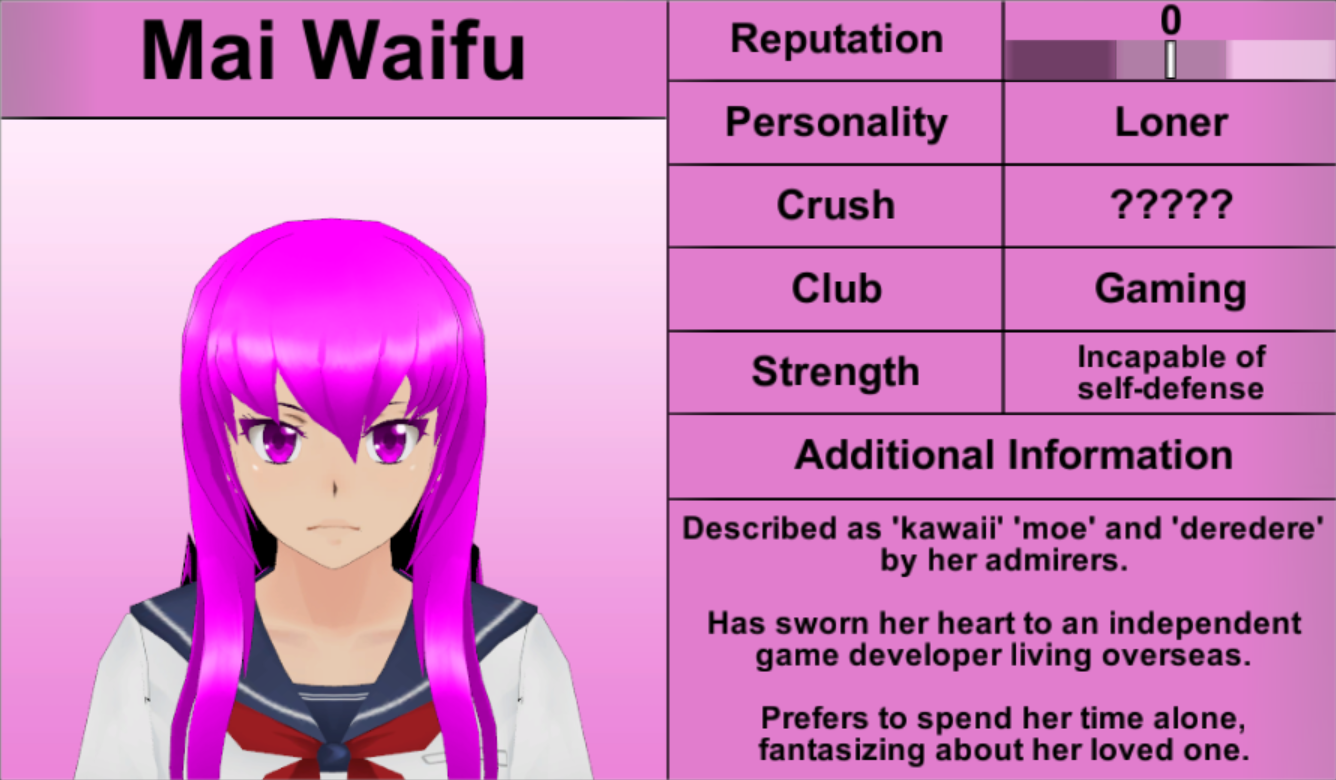 mai waifu yandere simulator wiki fandom powered by wikia