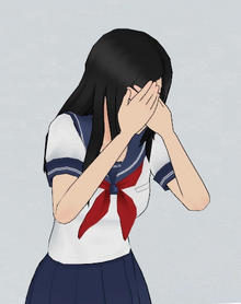 Horuda Puresu hiding her face