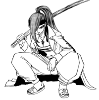 Erza in yakuza's clothing