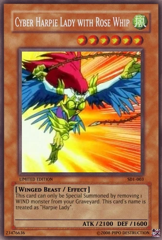 Cyber Harpie Lady With Rose Whip Yu Gi Oh Card Maker Wiki Fandom