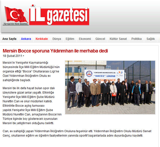 Yenişehir Bocce haberi.