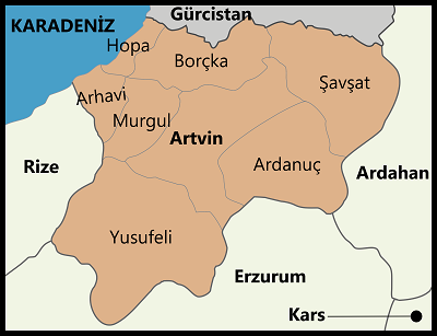 Artvin districts.