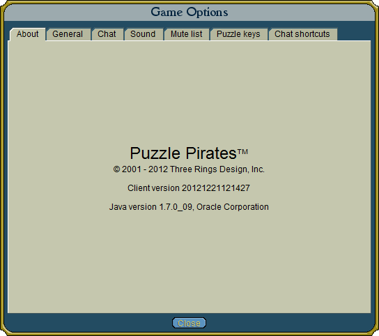 Options panel