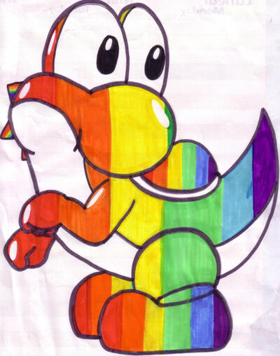 Rainbow Yoshi by sammy saur