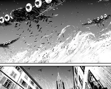 Imperial bombers are droping aerial bombs over Arene