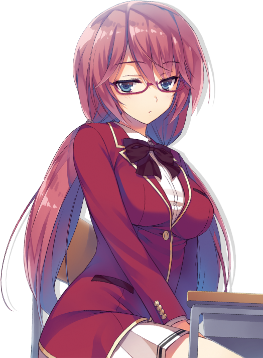 Anime girl red glasses