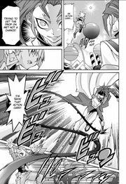 Yuri uses his whip to attack Sora
