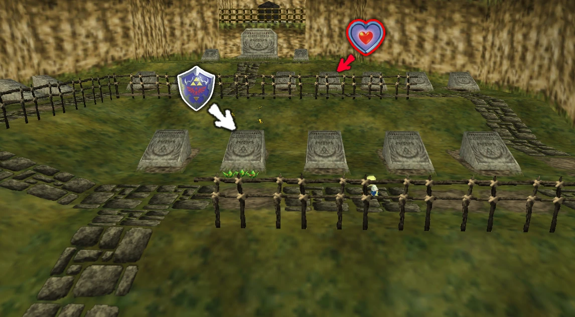 Imagen Cementerio Escudo Hylian Pieza Corazón OoT.jpg The Legend of