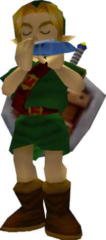 Imagen - Link tocando la Ocarina del Tiempo MM.png | The Legend of